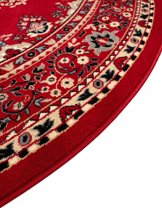 Red 7' 10 x 7' 10 Reza Round Area Rug 100% Polypropylene Easy Clean Traditional Motif Classic Carpet for Home Interiors for Sale at Rug Engine