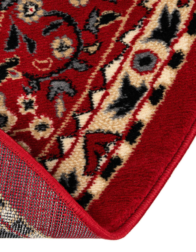 Red 7' 10 x 7' 10 Reza Round Area Rug 100% Polypropylene Easy Clean Traditional Motif Classic Carpet for Home Interiors for Sale at Rug Engine