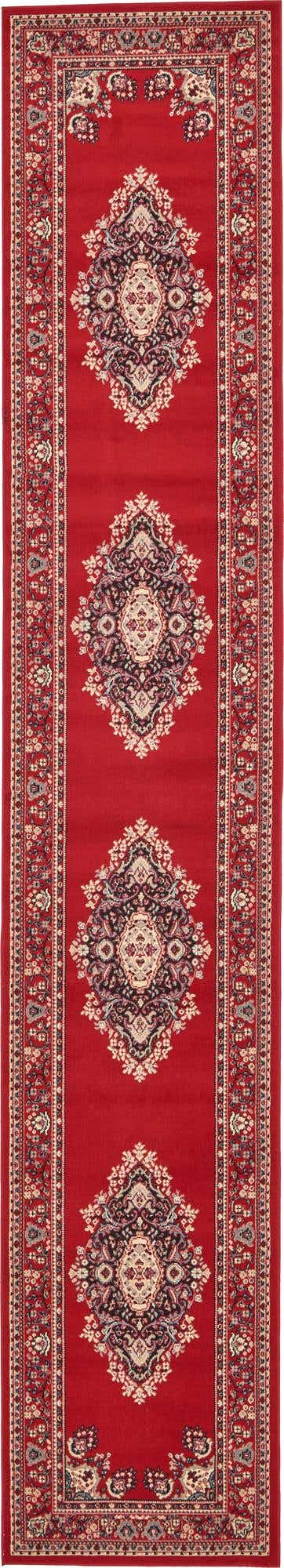 Red 3' 1 x 16' 5 Reza Runner Area Rug 100% Polypropylene Easy Clean Traditional Motif Classic Carpet for Home Interiors for Sale at Rug Engine
