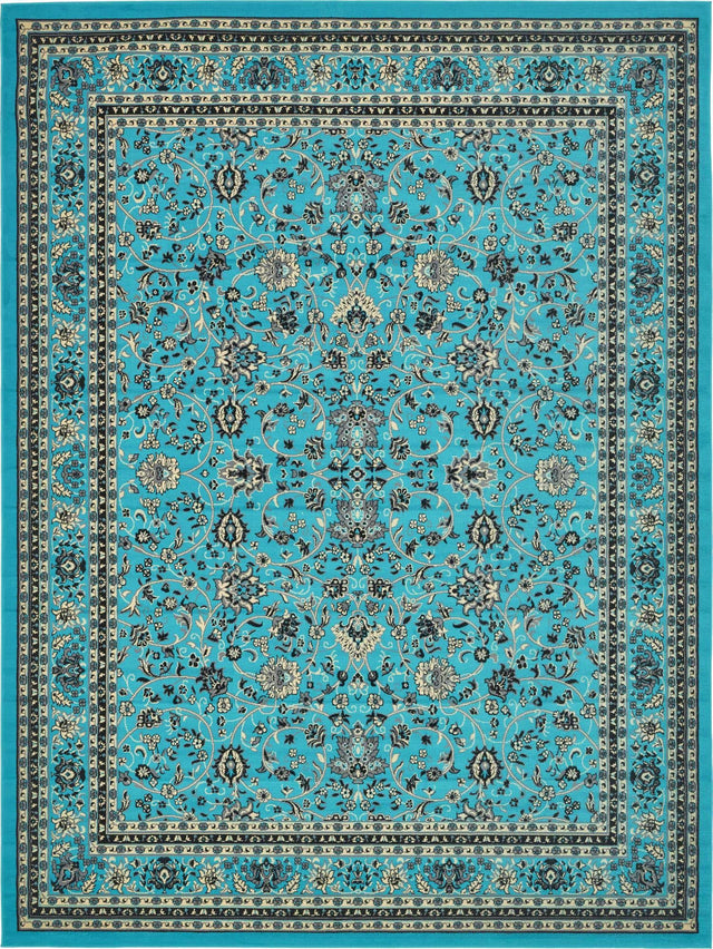 Turquoise 10' x 13' 1 Sialk Hill Rectangle Area Rug 100% Polypropylene Durable Easy Clean Classic Traditional Design Carpet for Interior Design for Sale at Rug Engine