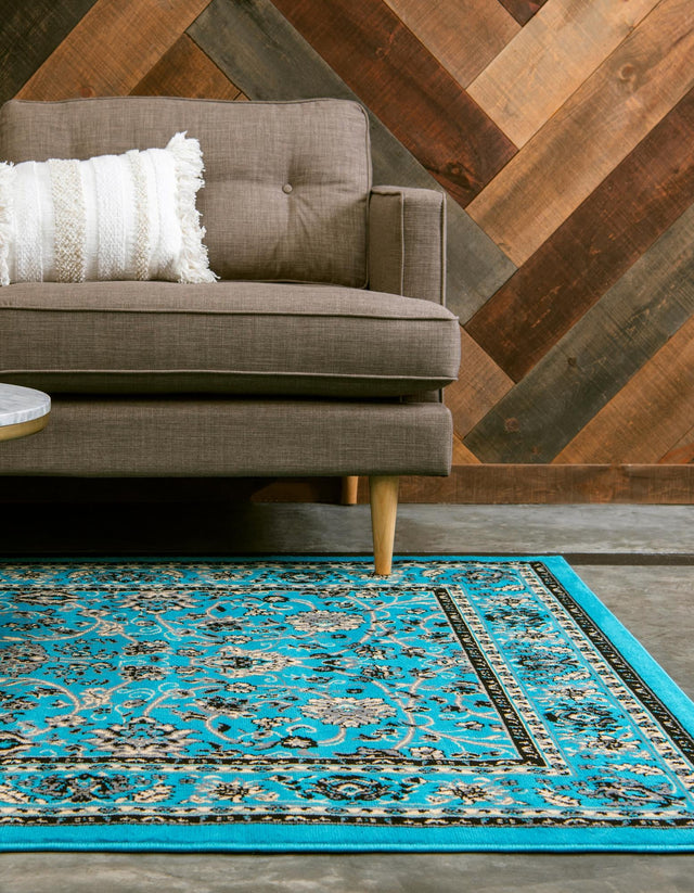 Turquoise 6' 1 x 9' Sialk Hill Rectangle Area Rug 100% Polypropylene Durable Easy Clean Classic Traditional Design Carpet for Interior Design for Sale at Rug Engine