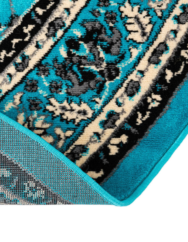 Turquoise 7' 10 x 7' 10 Sialk Hill Round Area Rug 100% Polypropylene Durable Easy Clean Classic Traditional Design Carpet for Interior Design for Sale at Rug Engine