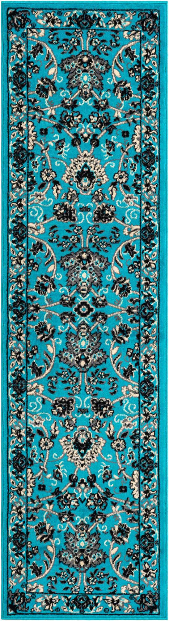 Turquoise 2' x 8' 2 Sialk Hill Runner Area Rug 100% Polypropylene Durable Easy Clean Classic Traditional Design Carpet for Interior Design for Sale at Rug Engine