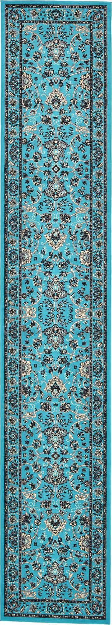 Turquoise 3' 1 x 16' 5 Sialk Hill Runner Area Rug 100% Polypropylene Durable Easy Clean Classic Traditional Design Carpet for Interior Design for Sale at Rug Engine