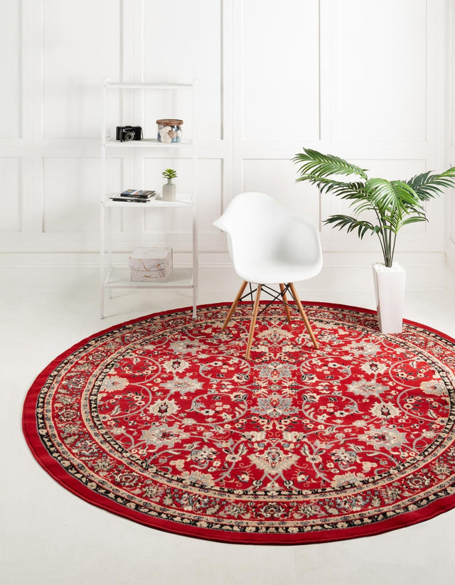 Red 7' 10 x 7' 10 Sialk Hill Round Area Rug