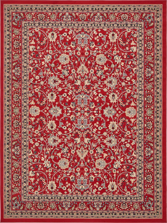 Red 9' x 12' Sialk Hill Rectangle Area Rug 100% Polypropylene Durable Easy Clean Classic Traditional Design Carpet for Interior Design for Sale at Rug Engine