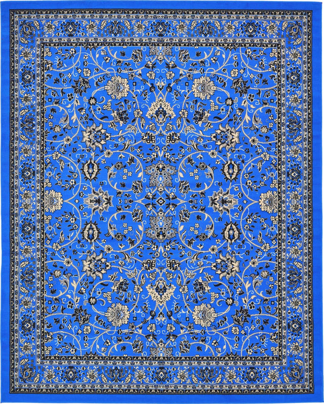 Dark Blue 7' 10 x 10' Sialk Hill Rectangle Area Rug 100% Polypropylene Durable Easy Clean Classic Traditional Design Carpet for Interior Design for Sale at Rug Engine