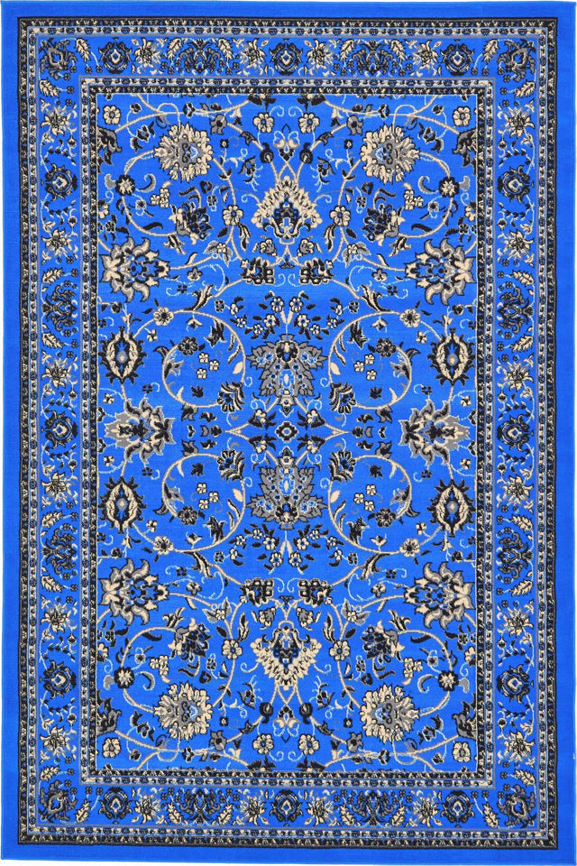 Dark Blue 6' 1 x 9' Sialk Hill Rectangle Area Rug 100% Polypropylene Durable Easy Clean Classic Traditional Design Carpet for Interior Design for Sale at Rug Engine