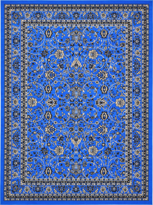 Dark Blue 9' x 12' Sialk Hill Rectangle Area Rug 100% Polypropylene Durable Easy Clean Classic Traditional Design Carpet for Interior Design for Sale at Rug Engine