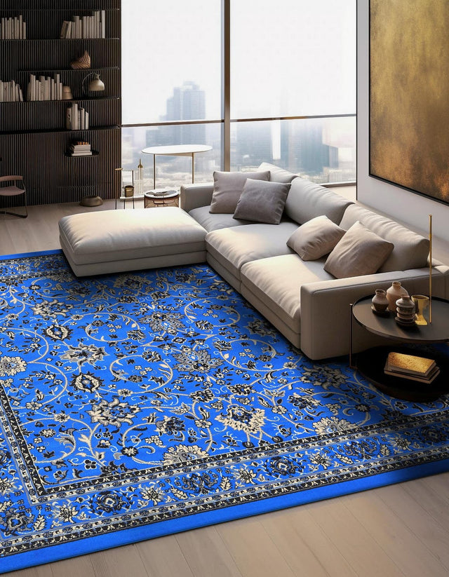 Dark Blue 7' 10 x 7' 10 Sialk Hill Square Area Rug 100% Polypropylene Durable Easy Clean Classic Traditional Design Carpet for Interior Design for Sale at Rug Engine