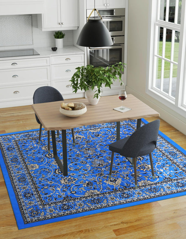 Dark Blue 7' 10 x 7' 10 Sialk Hill Square Area Rug 100% Polypropylene Durable Easy Clean Classic Traditional Design Carpet for Interior Design for Sale at Rug Engine