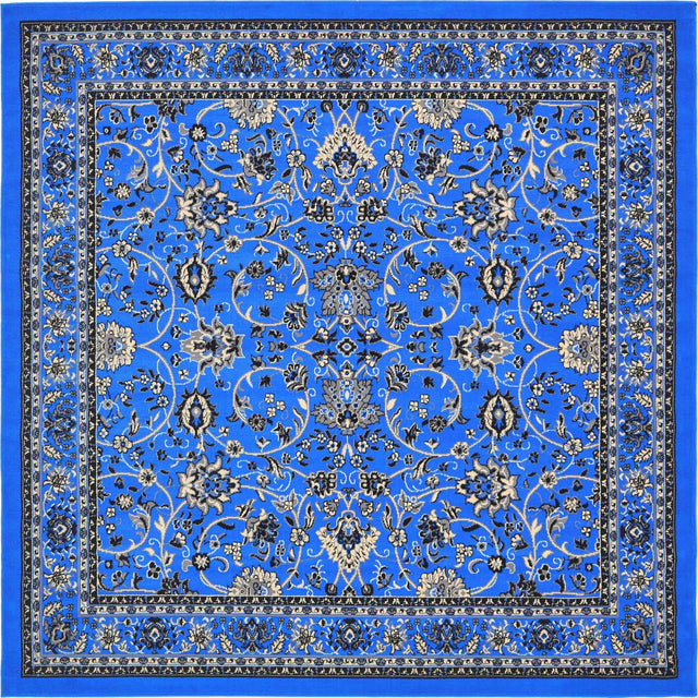 Dark Blue 7' 10 x 7' 10 Sialk Hill Square Area Rug 100% Polypropylene Durable Easy Clean Classic Traditional Design Carpet for Interior Design for Sale at Rug Engine