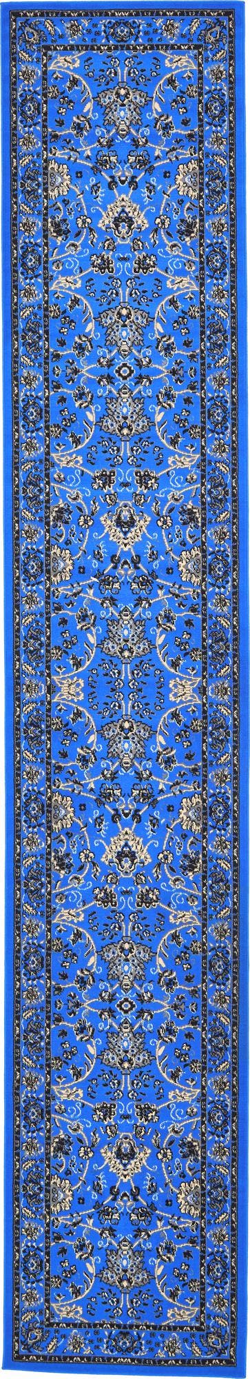 Dark Blue 3' 1 x 16' 5 Sialk Hill Runner Area Rug 100% Polypropylene Durable Easy Clean Classic Traditional Design Carpet for Interior Design for Sale at Rug Engine
