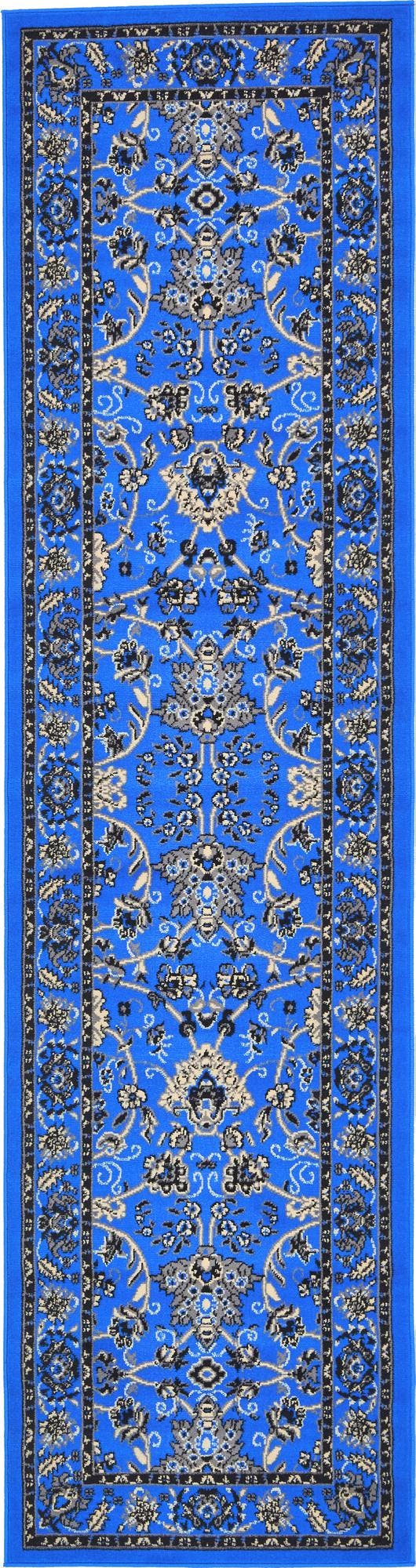 Dark Blue 2' 7 x 10' Sialk Hill Runner Area Rug 100% Polypropylene Durable Easy Clean Classic Traditional Design Carpet for Interior Design for Sale at Rug Engine