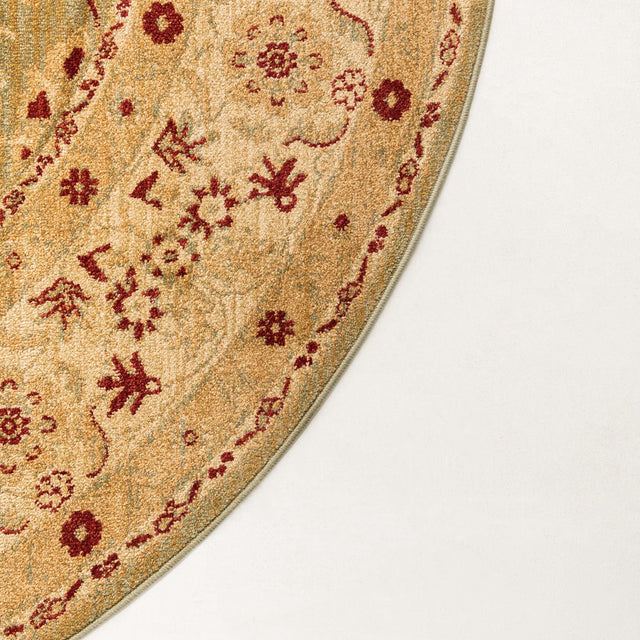 Light Green 6' 1 x 6' 1 Edinburgh Round Area Rug 100% Polypropylene Easy Clean With Cotton Backing Traditional Classic Design Carpet for Living, Dining Room, Office for Sale at Rug Engine