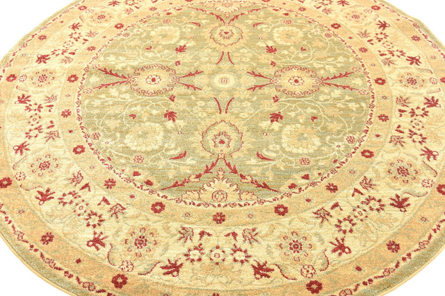 Light Green 6' 1 x 6' 1 Edinburgh Round Area Rug 100% Polypropylene Easy Clean With Cotton Backing Traditional Classic Design Carpet for Living, Dining Room, Office for Sale at Rug Engine