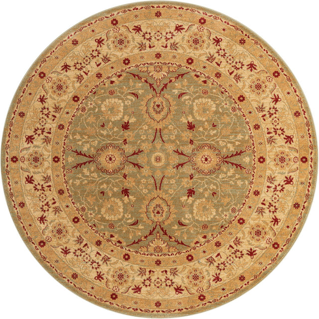 Light Green 6' 1 x 6' 1 Edinburgh Round Area Rug 100% Polypropylene Easy Clean With Cotton Backing Traditional Classic Design Carpet for Living, Dining Room, Office for Sale at Rug Engine