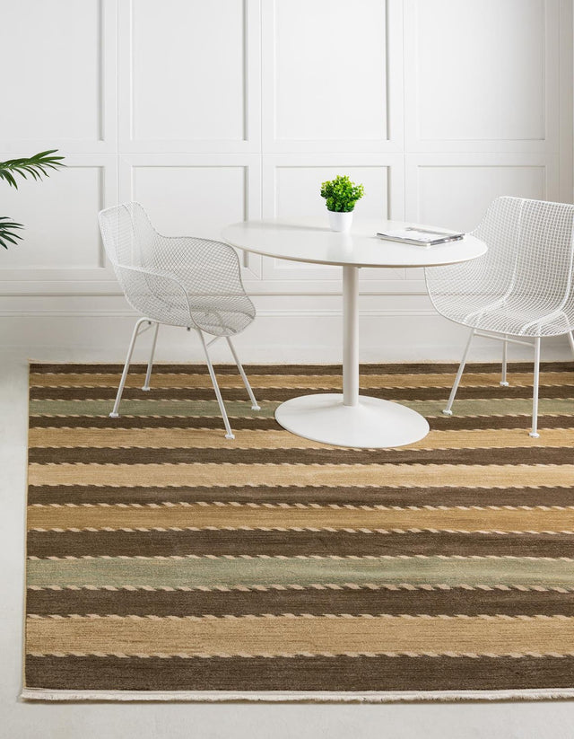 Brown 8' x 8' Fars Square Area Rug 100% Polypropylene Unique Traditional Carpet for Classical Living, Dining Room & Office Spaces for Sale at Rug Engine