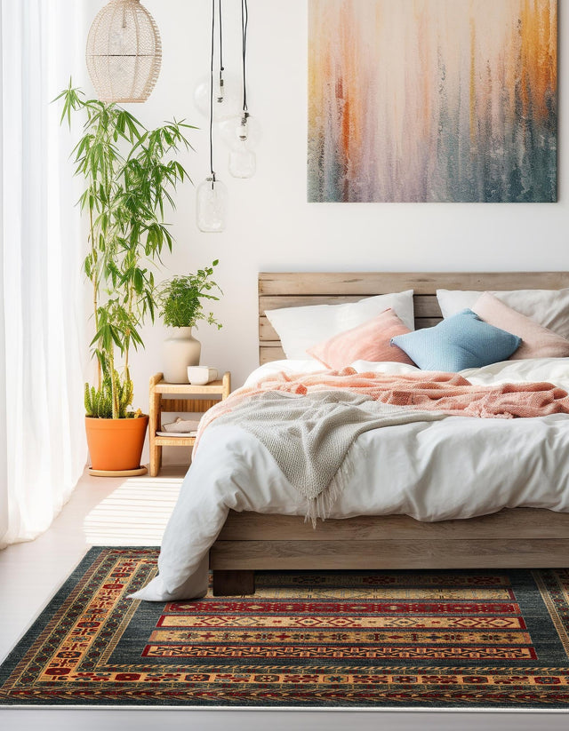 Blue 6' 1 x 6' 1 Fars Square Area Rug 100% Polypropylene Unique Traditional Carpet for Classical Living, Dining Room & Office Spaces for Sale at Rug Engine