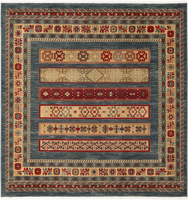 Blue 8' x 8' Fars Square Area Rug 100% Polypropylene Unique Traditional Carpet for Classical Living, Dining Room & Office Spaces for Sale at Rug Engine