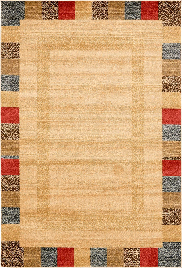 Beige 6' 1 x 9' Fars Rectangle Area Rug 100% Polypropylene Unique Traditional Carpet for Classical Living, Dining Room & Office Spaces for Sale at Rug Engine