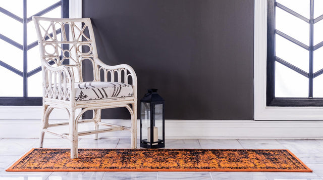 Terracotta and Black 3' x 9' 10 Imperial Runner Area Rug 100% Polypropylene With Cotton Backing Traditional Vintage Distressed Design Carpet for Sale at Rug Engine