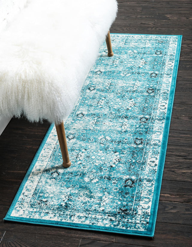 Blue 2' x 6' 1 Imperial Runner Area Rug 100% Polypropylene With Cotton Backing Traditional Vintage Distressed Design Carpet for Sale at Rug Engine