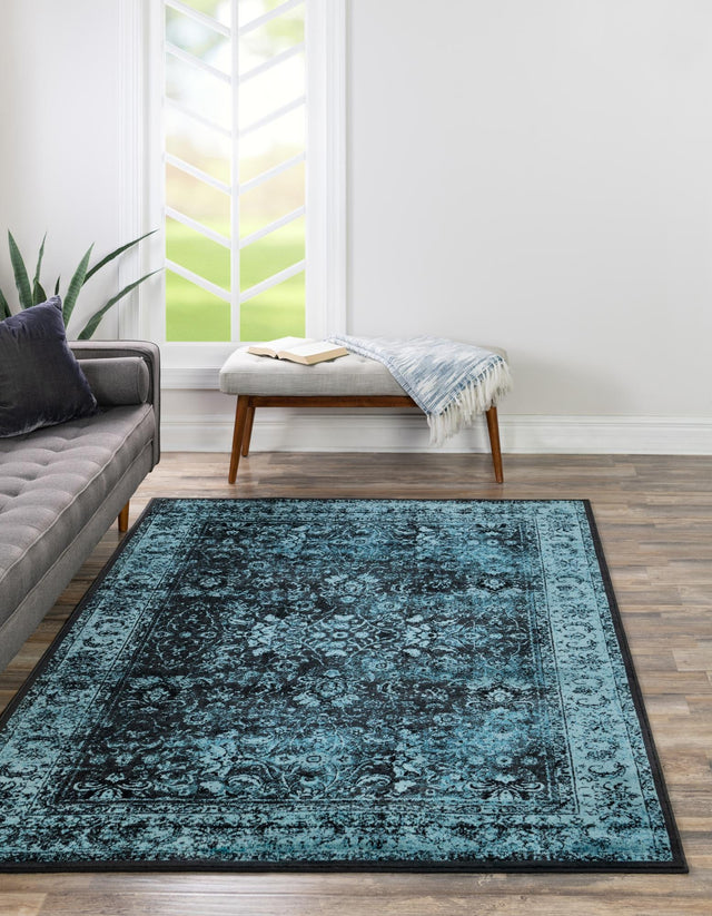 Black and Blue 2' x 3' 1 Imperial Rectangle Area Rug 100% Polypropylene With Cotton Backing Traditional Vintage Distressed Design Carpet for Sale at Rug Engine