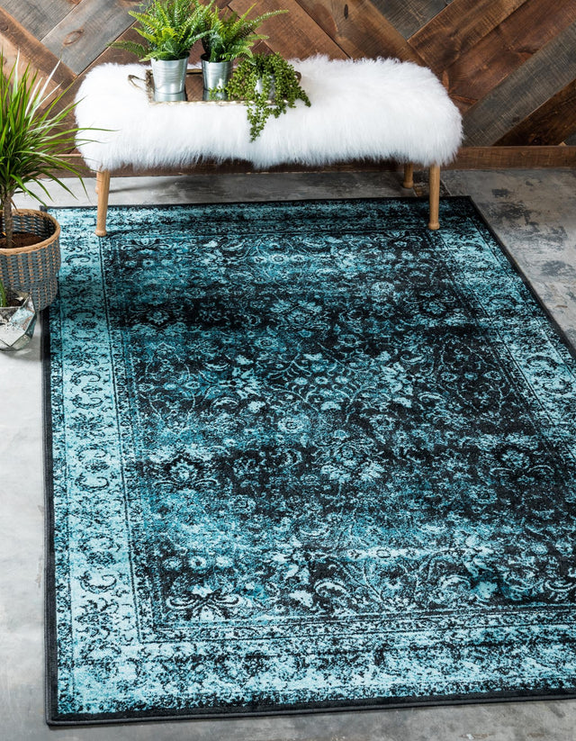 Black and Blue 2' x 3' 1 Imperial Rectangle Area Rug 100% Polypropylene With Cotton Backing Traditional Vintage Distressed Design Carpet for Sale at Rug Engine