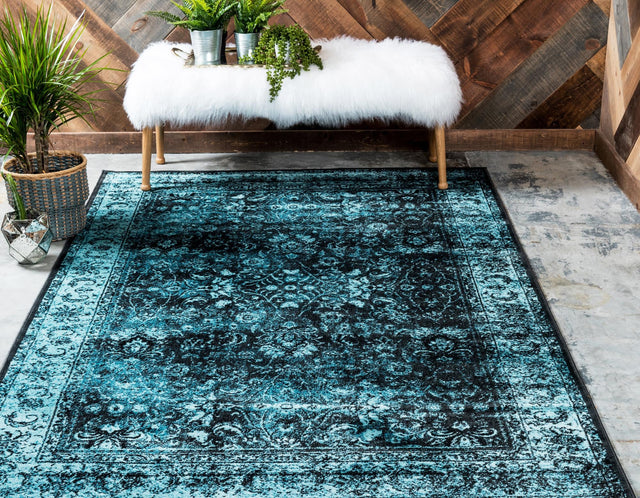 Black and Blue 2' x 3' 1 Imperial Rectangle Area Rug 100% Polypropylene With Cotton Backing Traditional Vintage Distressed Design Carpet for Sale at Rug Engine