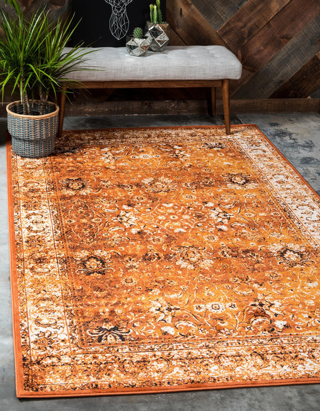 Terracotta and White 2' x 3' 1 Imperial Rectangle Area Rug 100% Polypropylene With Cotton Backing Traditional Vintage Distressed Design Carpet for Sale at Rug Engine