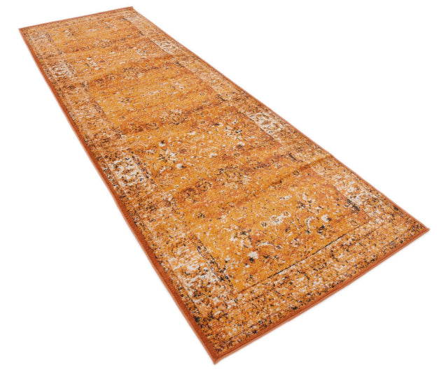 Terracotta and White 3' x 9' 10 Imperial Runner Area Rug 100% Polypropylene With Cotton Backing Traditional Vintage Distressed Design Carpet for Sale at Rug Engine