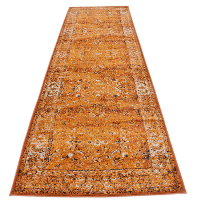 Terracotta and White 3' x 9' 10 Imperial Runner Area Rug 100% Polypropylene With Cotton Backing Traditional Vintage Distressed Design Carpet for Sale at Rug Engine