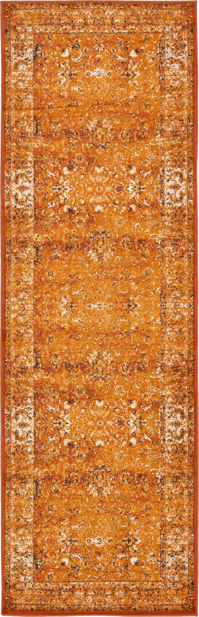 Terracotta and White 3' x 9' 10 Imperial Runner Area Rug 100% Polypropylene With Cotton Backing Traditional Vintage Distressed Design Carpet for Sale at Rug Engine