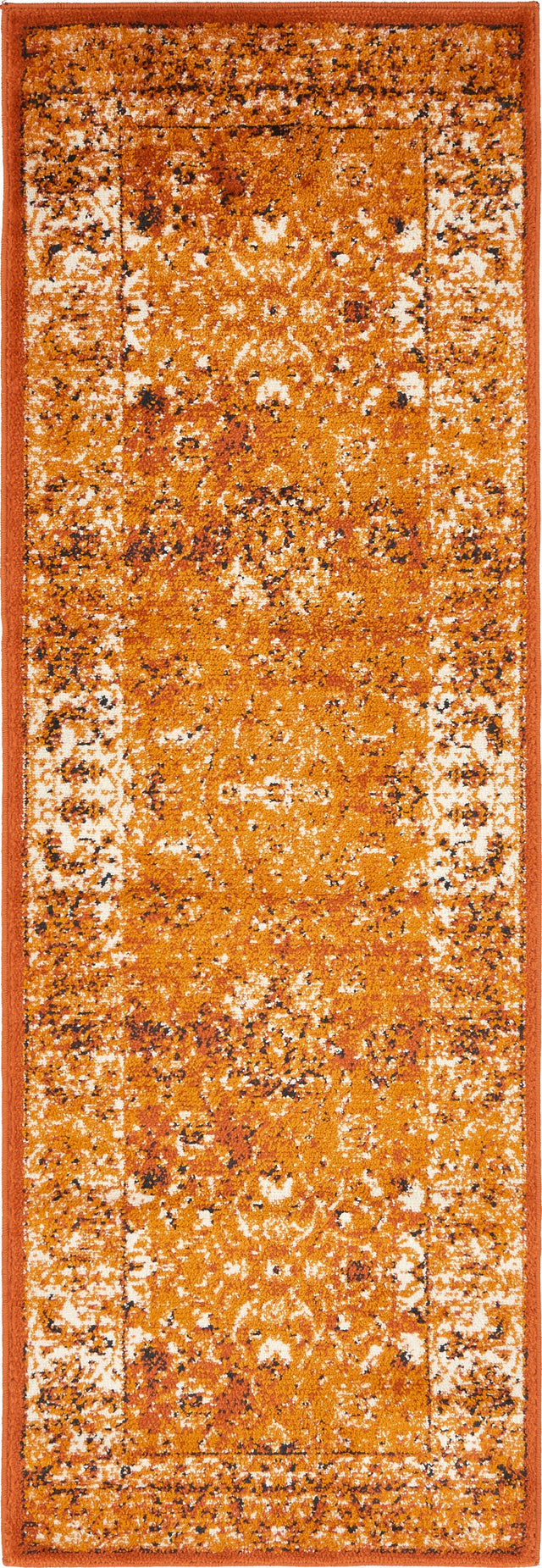 Terracotta and White 2' x 6' 1 Imperial Runner Area Rug 100% Polypropylene With Cotton Backing Traditional Vintage Distressed Design Carpet for Sale at Rug Engine