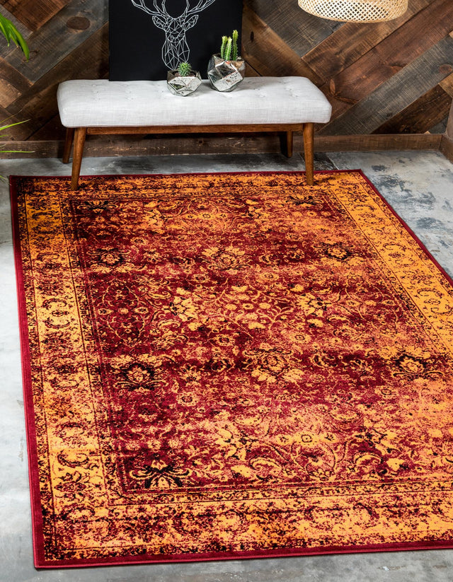 Red 4' 1 x 6' 1 Imperial Rectangle Area Rug 100% Polypropylene With Cotton Backing Traditional Vintage Distressed Design Carpet for Sale at Rug Engine