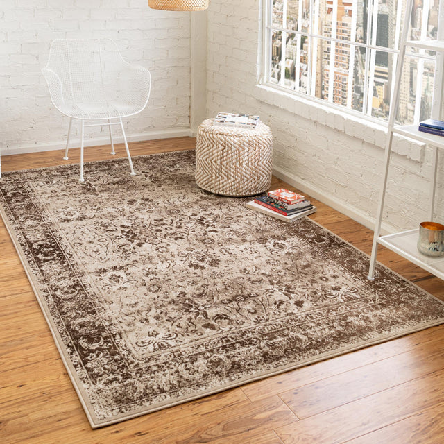 Cream 8' x 11' 6 Imperial Rectangle Area Rug 100% Polypropylene With Cotton Backing Traditional Vintage Distressed Design Carpet for Sale at Rug Engine