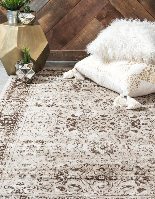 Cream 8' x 11' 6 Imperial Rectangle Area Rug 100% Polypropylene With Cotton Backing Traditional Vintage Distressed Design Carpet for Sale at Rug Engine