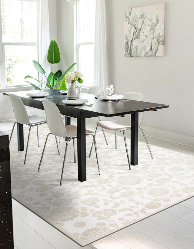 White Brown 5' x 8' Rushmore Rectangle Area Rug