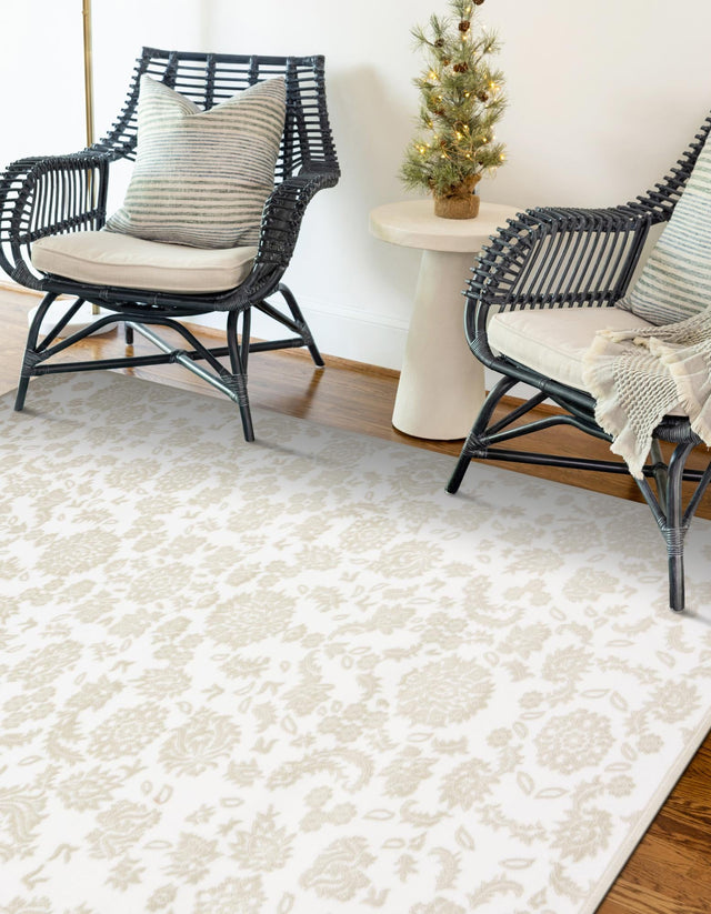 White Brown 5' x 8' Rushmore Rectangle Area Rug