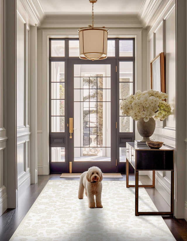 White Brown 5' x 8' Rushmore Rectangle Area Rug