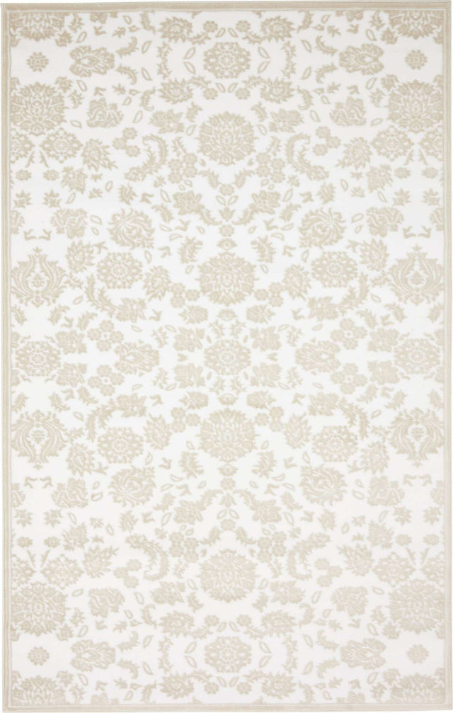 White Brown 5' x 8' Rushmore Rectangle Area Rug