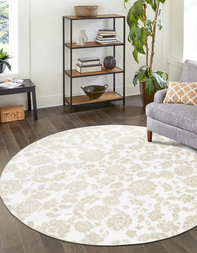 White Brown 5' x 5' Rushmore Round Area Rug 55% Polypropylene & 45% Polyester Durable Quality Carpet for Indoor Home Decorating for Sale at Rug Engine