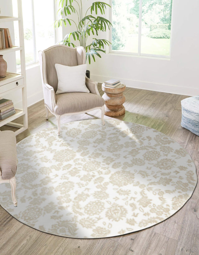 White Brown 5' x 5' Rushmore Round Area Rug 55% Polypropylene & 45% Polyester Durable Quality Carpet for Indoor Home Decorating for Sale at Rug Engine