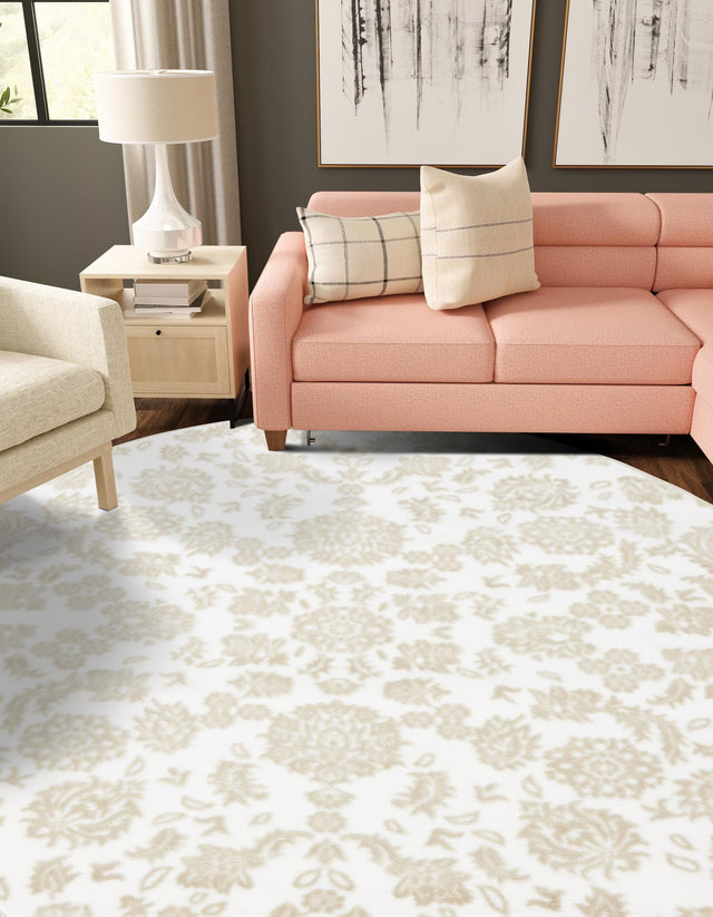 White Brown 5' x 5' Rushmore Round Area Rug 55% Polypropylene & 45% Polyester Durable Quality Carpet for Indoor Home Decorating for Sale at Rug Engine