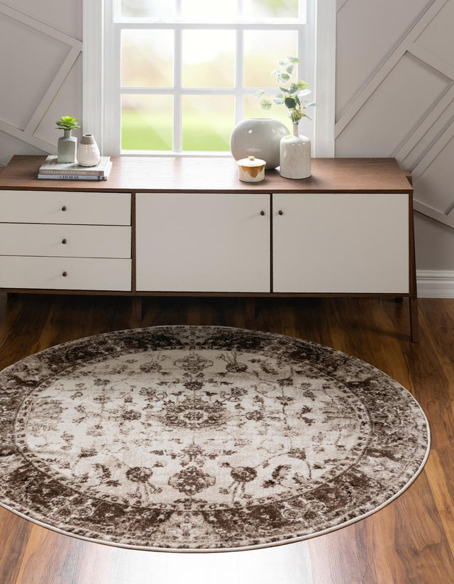Cream 10' 8 x 10' 8 Rushmore Round Area Rug 55% Polypropylene & 45% Polyester Durable Quality Carpet for Indoor Home Decorating for Sale at Rug Engine