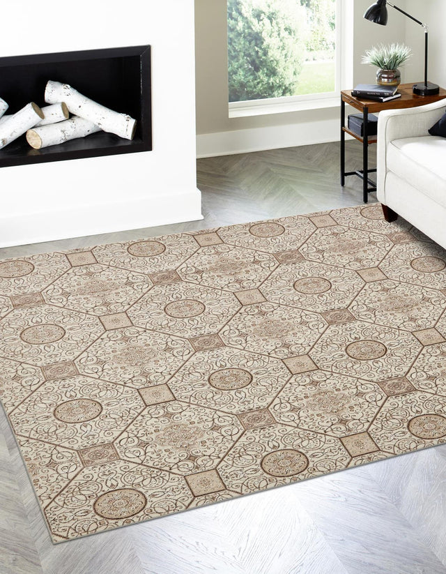 Cream 8' x 8' Rushmore Square Area Rug 55% Polypropylene & 45% Polyester Durable Quality Carpet for Indoor Home Decorating for Sale at Rug Engine