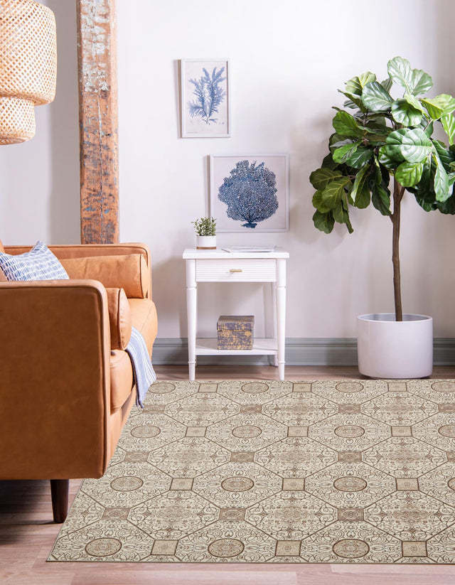 Cream 8' x 8' Rushmore Square Area Rug 55% Polypropylene & 45% Polyester Durable Quality Carpet for Indoor Home Decorating for Sale at Rug Engine