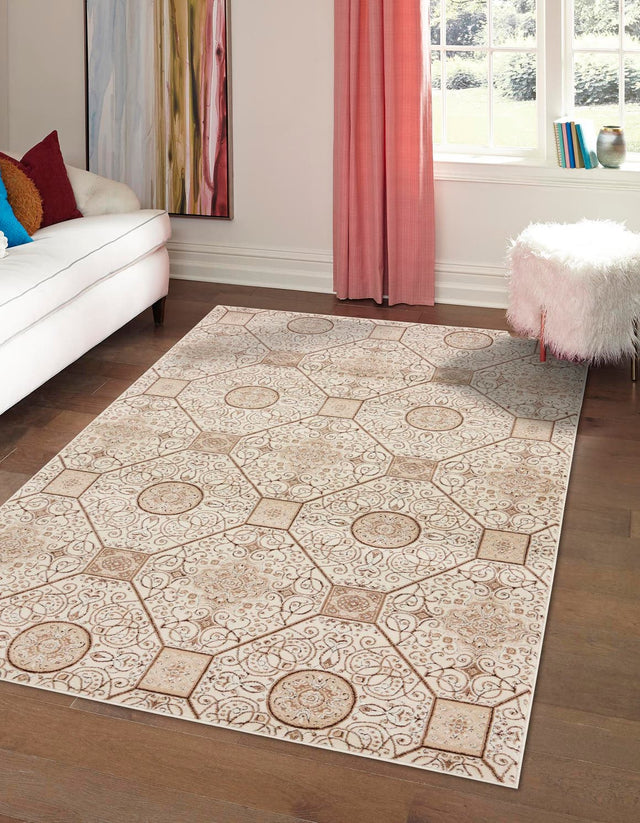 Cream 4' x 6' Rushmore Rectangle Area Rug 55% Polypropylene & 45% Polyester Durable Quality Carpet for Indoor Home Decorating for Sale at Rug Engine