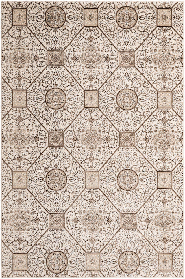 Cream 5' x 8' Rushmore Rectangle Area Rug 55% Polypropylene & 45% Polyester Durable Quality Carpet for Indoor Home Decorating for Sale at Rug Engine